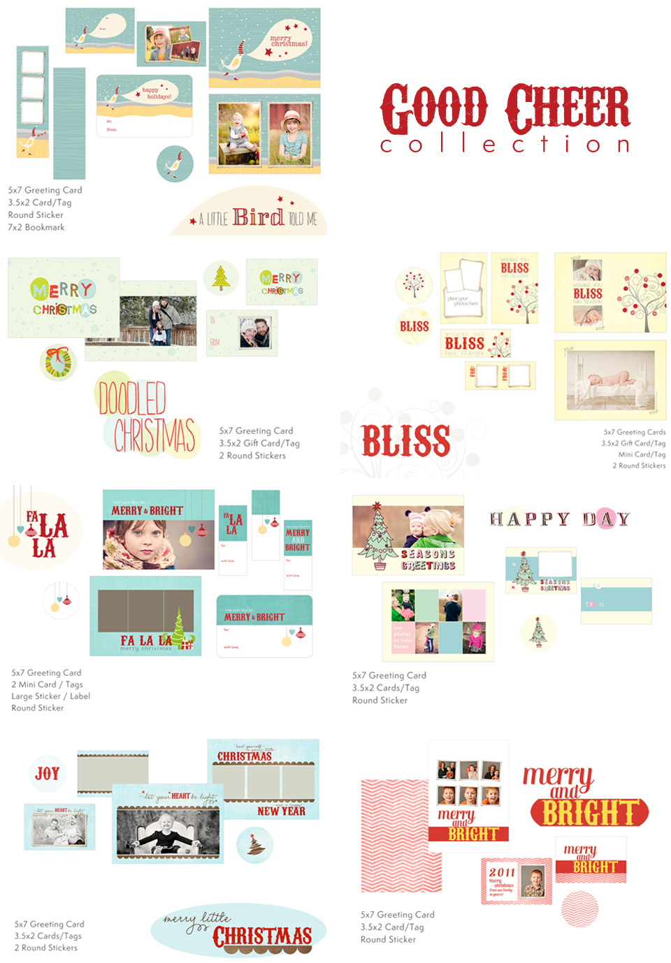 Holiday Photo Card Templates  Whimsy and Good Cheer Collection Inside Holiday Card Templates For Photographers