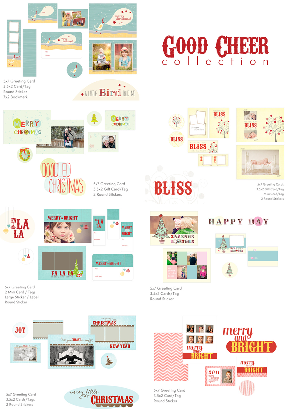 Holiday Photo Card Templates  Whimsy and Good Cheer Collection Intended For Holiday Card Templates For Photographers