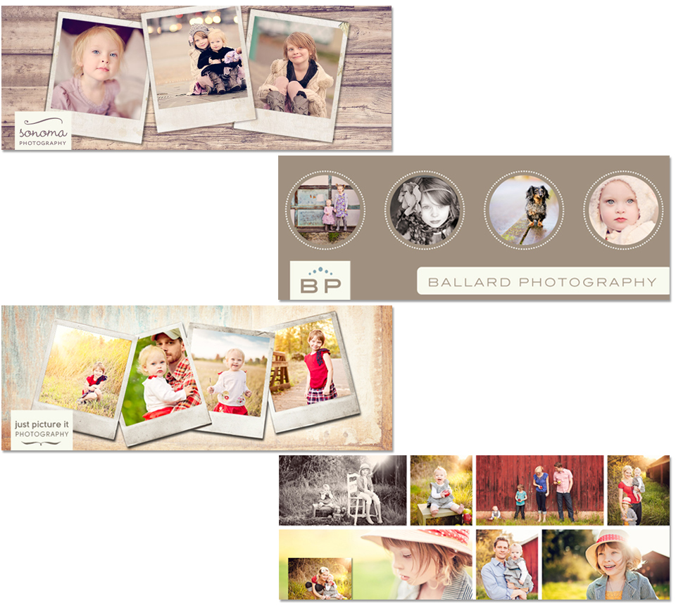 Custom Cover Photo for Facebook Business Page Timeline Polaroid vintage frames