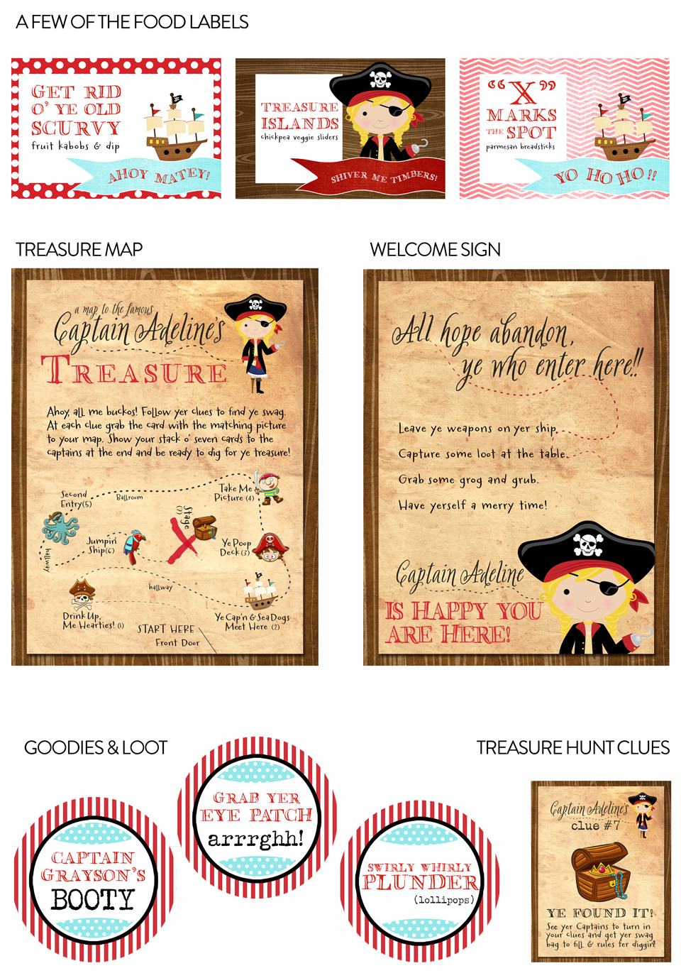 Free Printable Pirates Party Place Cards